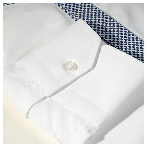 Collarhemd mit Kontrast in der Farbe Weiß abgesetzt mit Kreuzmuster Langarm Cococler 5