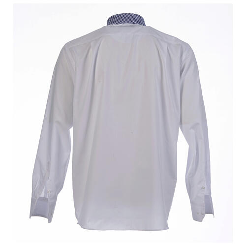 Collarhemd mit Kontrast in der Farbe Weiß abgesetzt mit Kreuzmuster Langarm Cococler 7