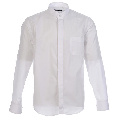 Chemise clergy sous soutane col ouvert manches longues Cococler 1
