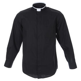 Clergy shirt, roman collar, long sleeves, mixed cotton black Cococler