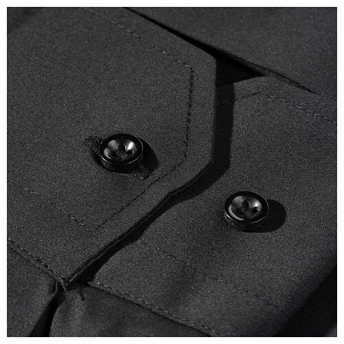 Camicia misto cotone collo romano manica lunga nero Cococler 5