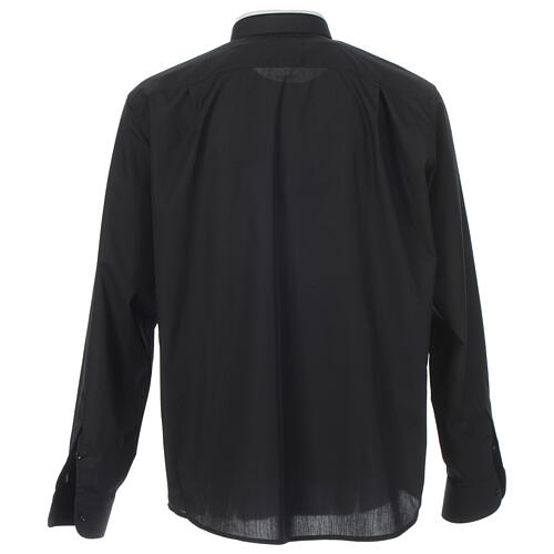 Clergyman Shirt with roman collar, black long sleeves, mixed cotton Cococler 3