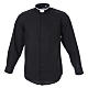 Clergyman Shirt with roman collar, black long sleeves, mixed cotton s1