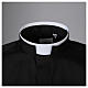 Clergyman Shirt with roman collar, black long sleeves, mixed cotton s3