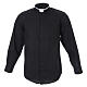 Clergyman Shirt with roman collar, black long sleeves, mixed cotton Cococler s1