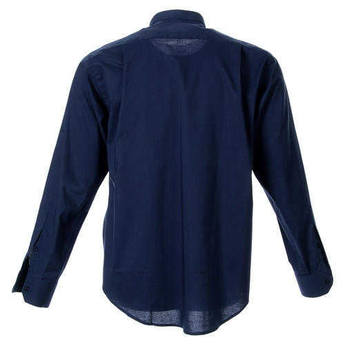 STOCK clergyman shirt with long sleeves in blend material blue 2