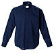 STOCK clergyman shirt with long sleeves in blend material blue s1