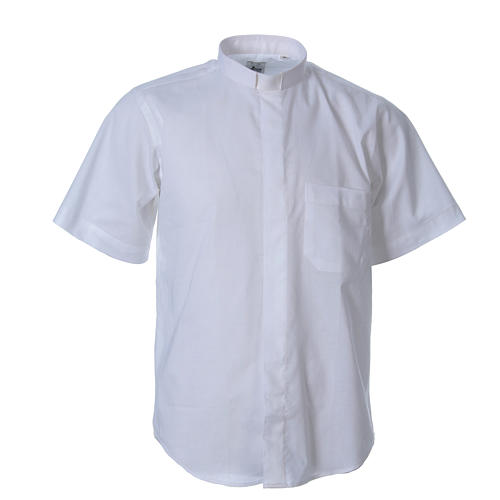 STOCK Collarhemd mit Kurzarm aus Mischfaser in der Farbe Weiß 1