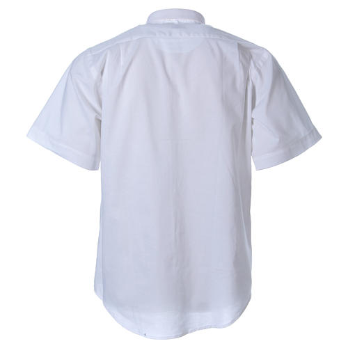 STOCK clergyman shirt with short sleeves in mixed material white 2