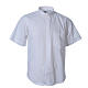 STOCK clergyman shirt with short sleeves in mixed material white s1