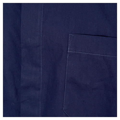 STOCK Camicia clergyman manica corta popeline blu 3