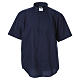 STOCK Camicia clergyman manica corta popeline blu s1