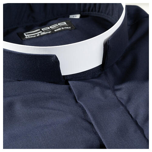 Camisa cuello romano Azul de un solo color M. Larga Cococler 2