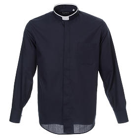 Camicia collo romano Blu tinta unita M. Lunga Cococler