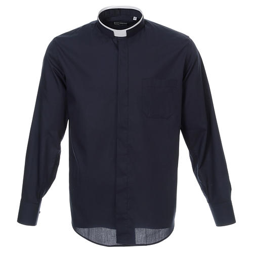 Camicia Da Uomo CASAMODA Comfort Fit A Tinta Unita - Cotone Puro, Colletto Kent E Tasca Sul Petto - Blu Scuro, Taglia 45