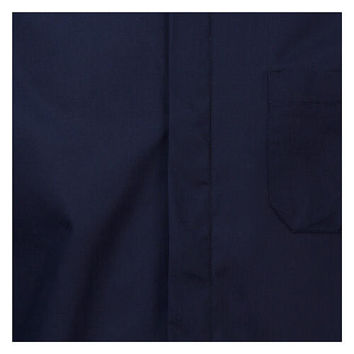 Long sleeved plain blue shirt, roman collar Cococler 2