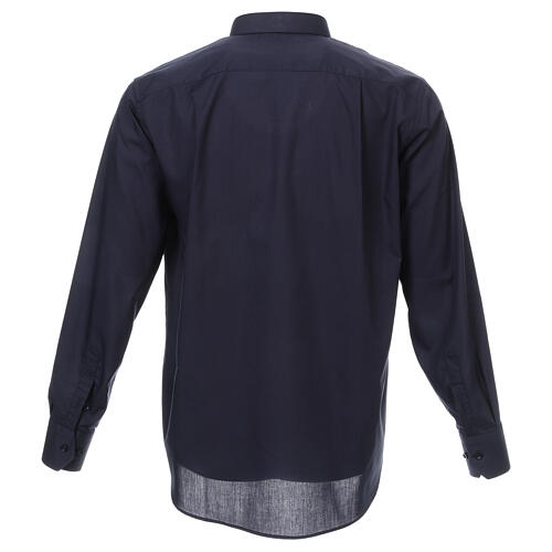 Long sleeved plain blue shirt, roman collar Cococler 3