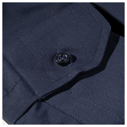 Long sleeved plain blue shirt, roman collar Cococler 4