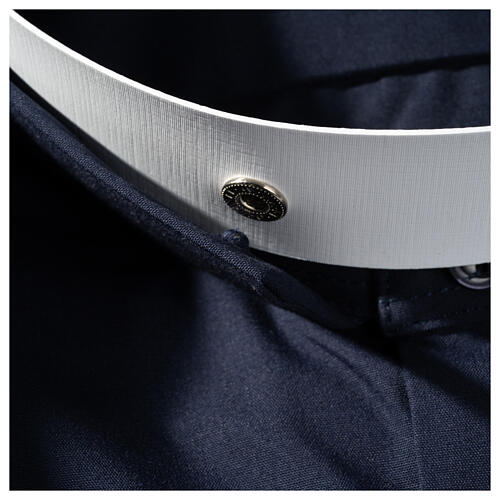 Long sleeved plain blue shirt, roman collar Cococler 5