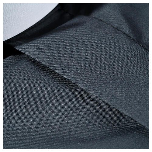 Long sleeved plain dark grey shirt, roman collar Cococler 4