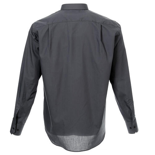 Long sleeved plain dark grey shirt, roman collar Cococler 7