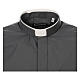 Long sleeved plain dark grey shirt, roman collar s5