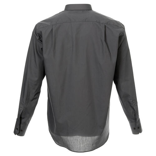 Camicia collo romano Grigio Scuro tinta unita M. Lunga Cococler 3