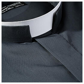 Camisa colarinho romano cinzento escuro uma cor manga longa Cococler