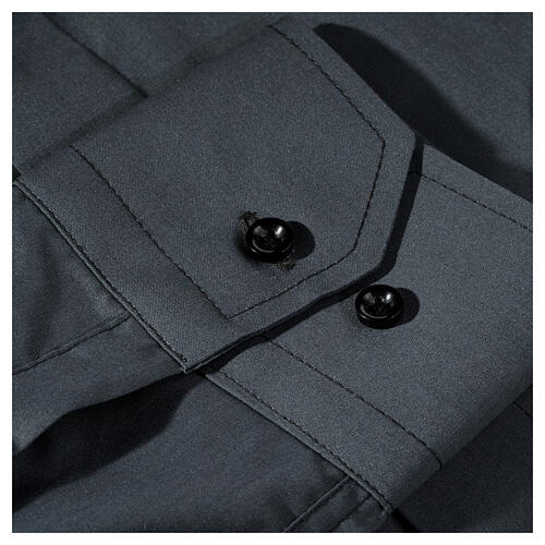 Camisa colarinho romano cinzento escuro uma cor manga longa Cococler 5