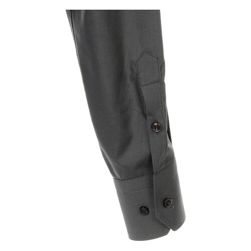  Long sleeved plain dark grey shirt, roman collar Cococler 4