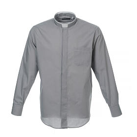 Long sleeved plain Light grey shirt, roman collar Cococler