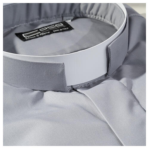 Long sleeved plain Light grey shirt, roman collar Cococler 2