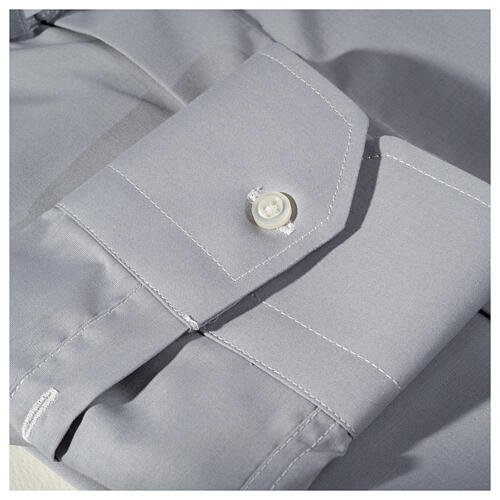 Long sleeved plain Light grey shirt, roman collar Cococler 5