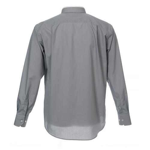 Clergy shirt with Roman collar light gray long sleeve Cococler 8