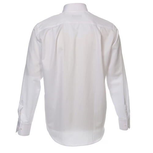 Collarhemd mit Diamantenmuster, mit Seidenanteil, Farbe weiß, Langarm Cococler 8