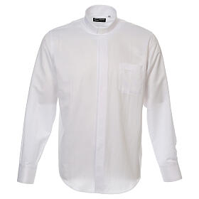 Log sleeved white clergy shirt, diamond pattern, silk