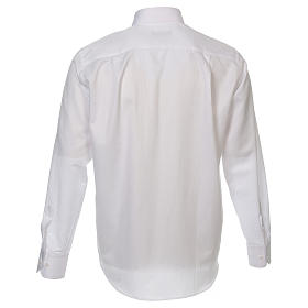 Koszula kapłańska diamentowy wzór, biała, z jedwabiem, Długi Rękaw