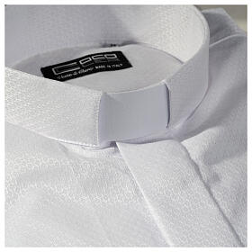 Koszula kapłańska diamentowy wzór, biała, z jedwabiem, Długi Rękaw Cococler