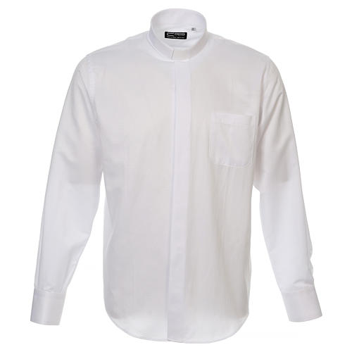 Koszula kapłańska diamentowy wzór, biała, z jedwabiem, Długi Rękaw Cococler 1