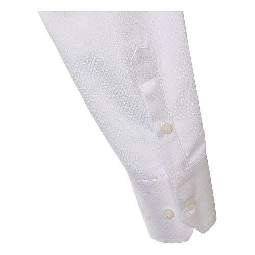 Koszula kapłańska diamentowy wzór, biała, z jedwabiem, Długi Rękaw Cococler 4