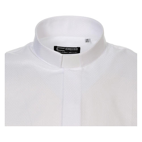 Koszula kapłańska diamentowy wzór, biała, z jedwabiem, Długi Rękaw Cococler 5