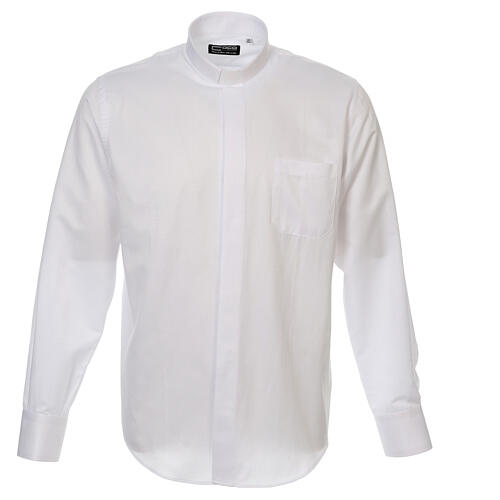 Koszula kapłańska diamentowy wzór, biała, z jedwabiem, Długi Rękaw Cococler 1