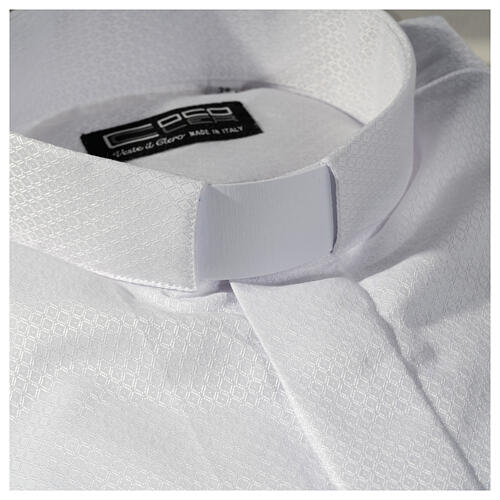 Koszula kapłańska diamentowy wzór, biała, z jedwabiem, Długi Rękaw Cococler 2