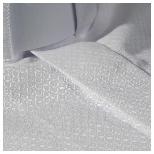 Koszula kapłańska diamentowy wzór, biała, z jedwabiem, Długi Rękaw Cococler 4