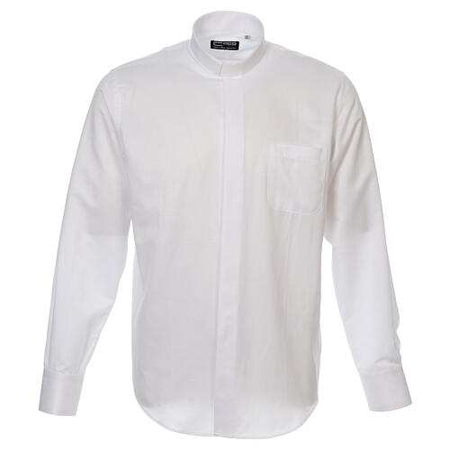 Clergy collar shirt white silk diamond long sleeve Cococler | online ...