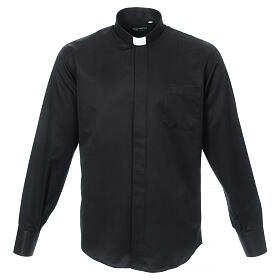 Log sleeved black clergy shirt, diamond pattern, silk