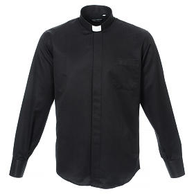 Camicia clergy diamantino nero seta Manica Lunga Cococler