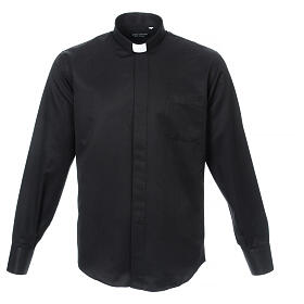 Koszula kapłańska diamentowy wzór, czarna, z jedwabiem, Długi Rękaw Cococler