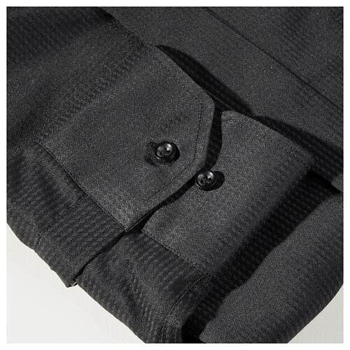 Koszula kapłańska diamentowy wzór, czarna, z jedwabiem, Długi Rękaw Cococler 6
