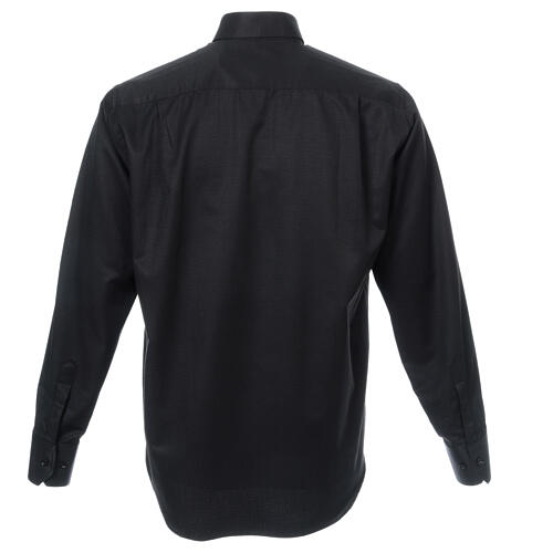 Long sleeved black clergy shirt silk diamond Cococler 8